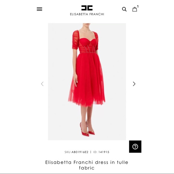 ISO Elisabetta Franchi Red tulle dress - Picture 1 of 1